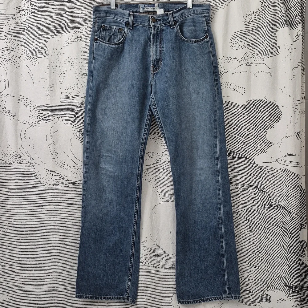 Old Navy 32X34 Boot Cut Vintage 90s Men's Blue Jeans - Picture 9 of 10